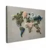 Wereldkaart - Geborduurd - Aardetinten Tuinposter op houten frame 2 cm dik klein -3d