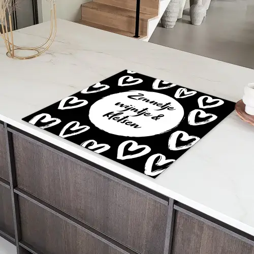 Tekst - Zonnetje, wijntje & kletsen - Quotes - Wijn - Tuin Inductie beschermer vinyl 3mm middel -sfeer8