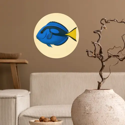 Blauw - Dory - Vis - Staartvin Wandcirkel behangsticker klein -sfeer1