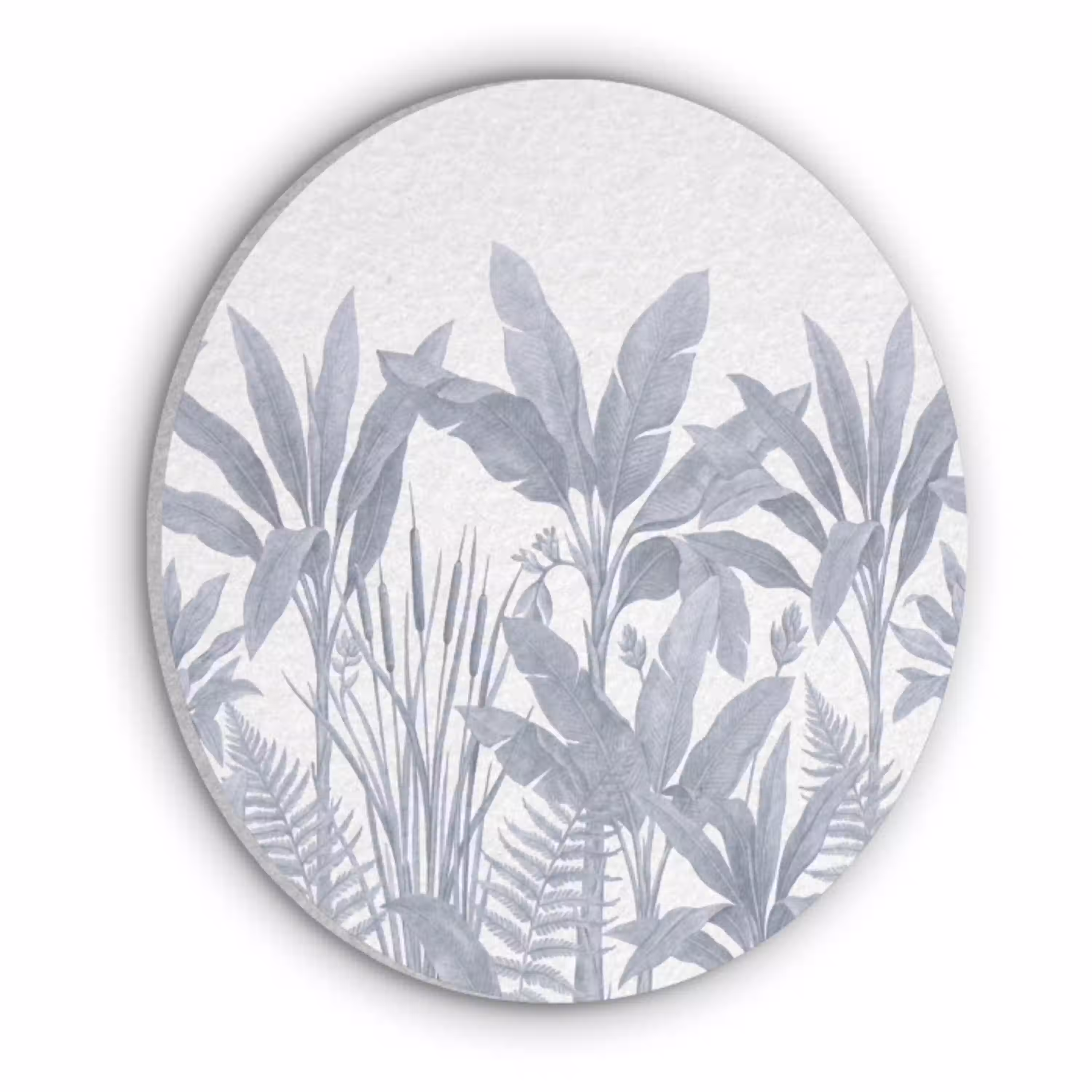 Planten - Bladeren - Natuur - Grijs Akoestische PET Vilt - Rond klein -3d