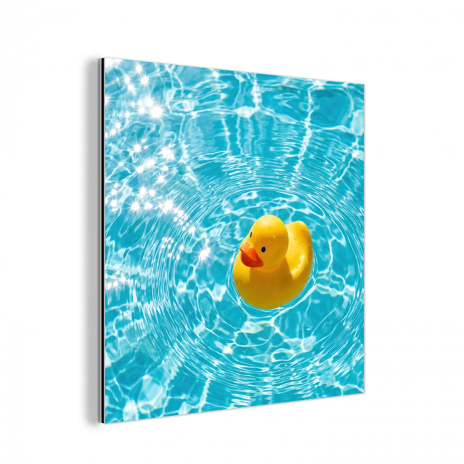 Badeend - Dobberen - Blauw aluminium wit klein -3d