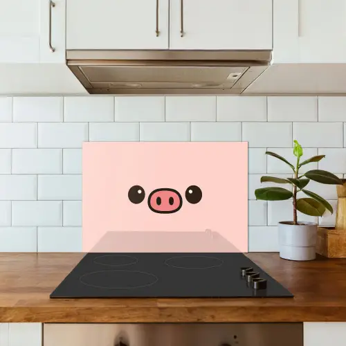 Varken - Roze - Minimalistisch keuken achterwand spatscherm klein -sfeer2