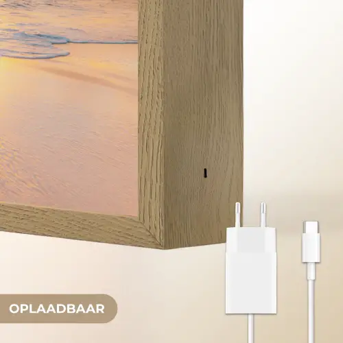 Zonsondergang - Strand - Zee - Zomer - Blauw Light Box met batterij (Wandlamp) middel -USP_websiteoplaadbaarNL