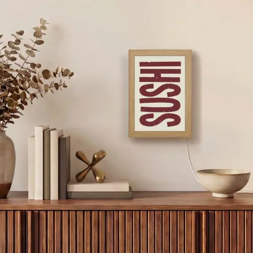 Sushi - Rood - Japandi - Decoratie Light Box met kabel (Tafellamp) klein -sfeer2