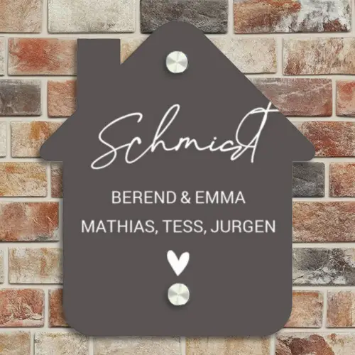 Grijs - Sierlijk Naambord Huisje klein -sfeer6