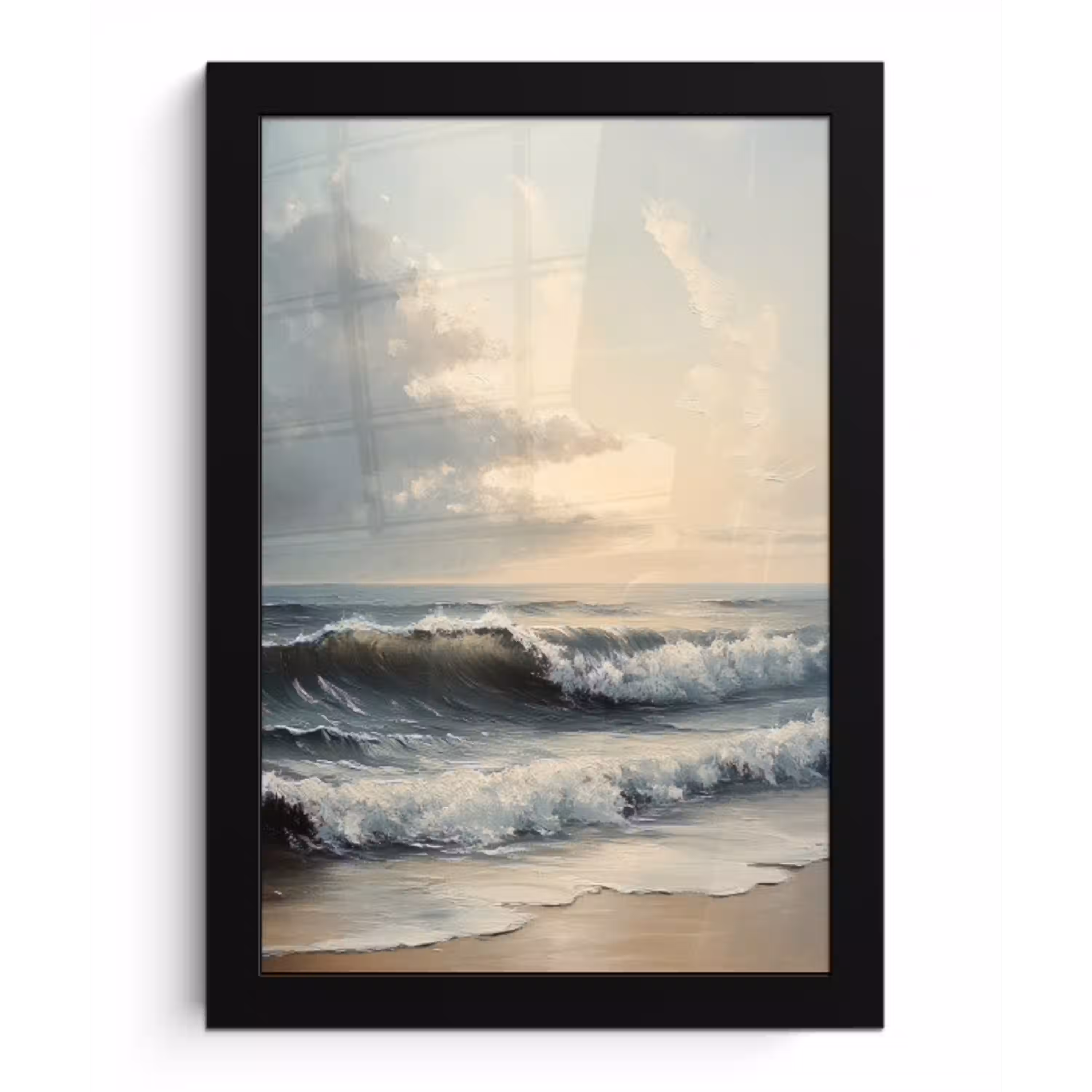 Strand - Zee - Zonsondergang fotolijst zwart zonder passe partout klein -3d