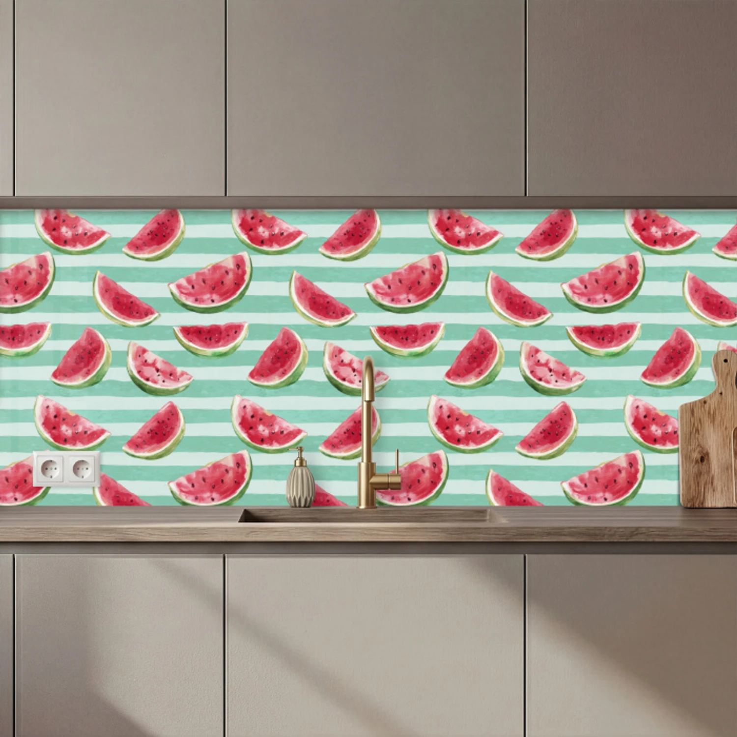 Watermeloen - Strepen - Groen keuken achterwand 2 middel 871 zz_3dshopping