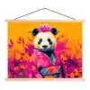Kimono - Roze - Panda - Bloemenkroon textielposter latten blank klein -3d