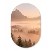 Zonlicht - Mist - Bergen - Bomen Wandcirkel Ovaal Forex klein -3d