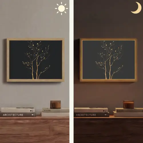 Takken - Blaadjes - Zwart Light Box met batterij (Wandlamp) middel -sfeer3