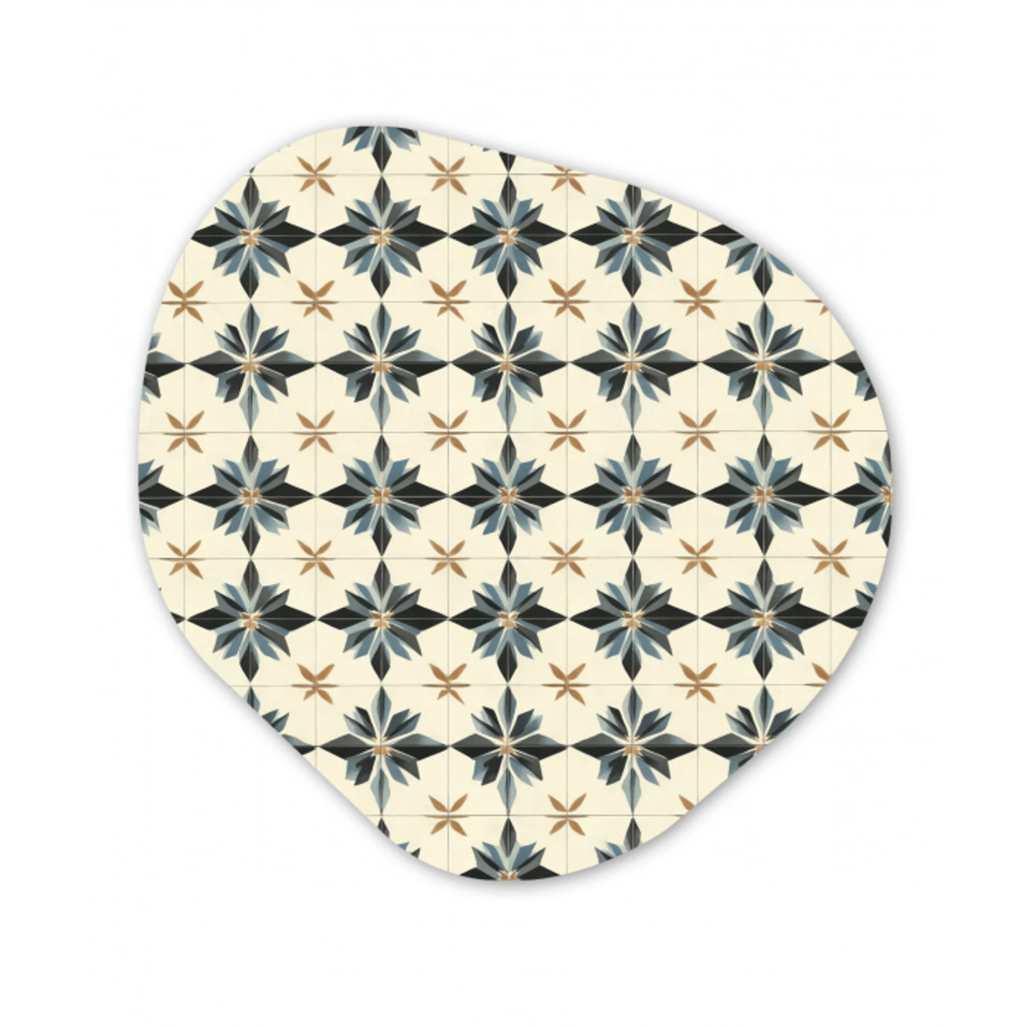 Sierlijk - Ornament - Blauw Wandcirkel Organisch Aluminium middel 851 -3d