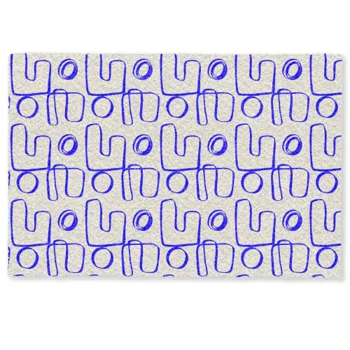 Blauw - Patroon - Beige - Abstract Deurmat klein 898 -zkaufland3d