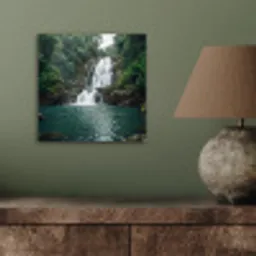 Waterfall - Forest - Nature - Greenkhgyguyg aluminium wit klein -sfeer2