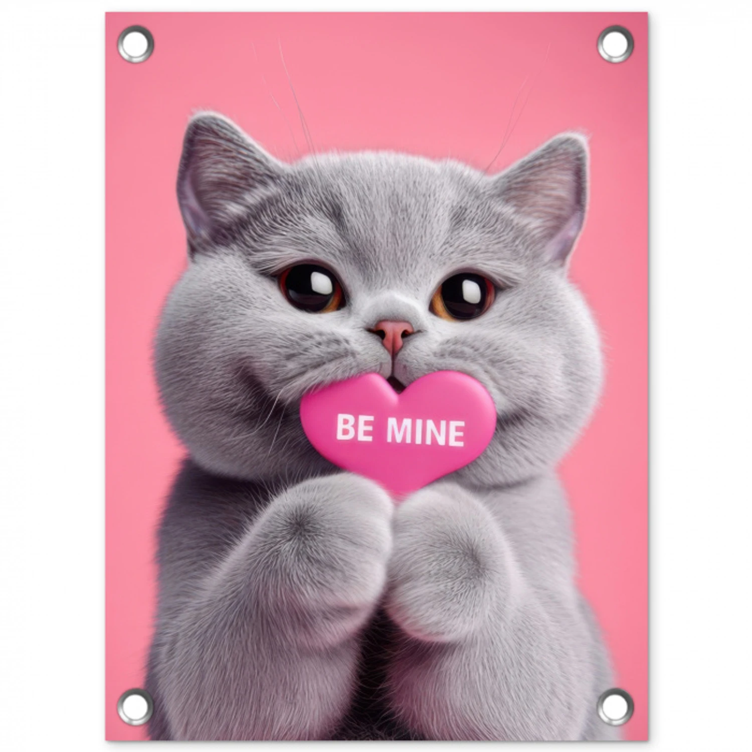 Kat - Valentijn - Roze - Liefde tuinposter los doek klein -3d