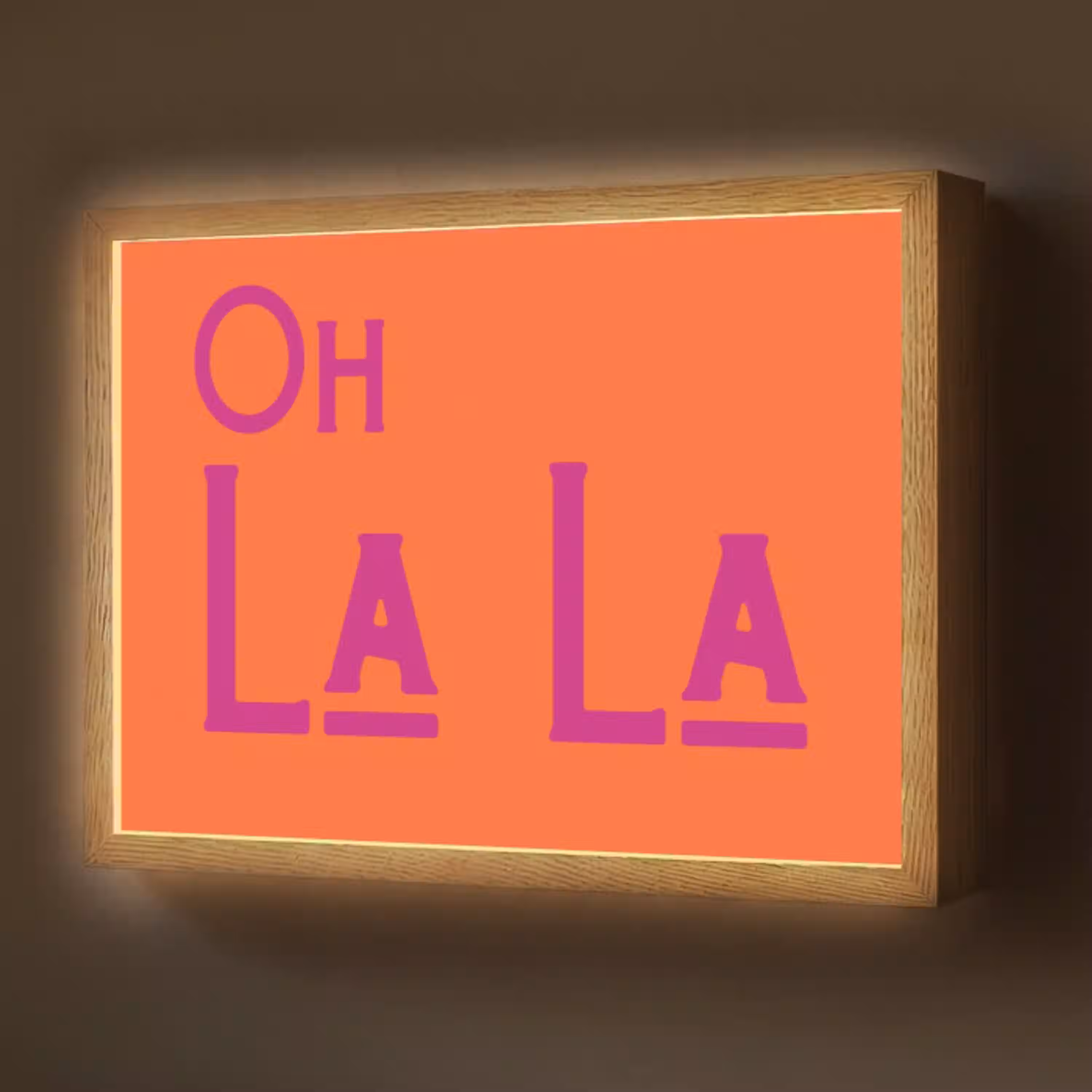 Oh la la - Oranje - Roze - Scheeflettertype Light Box met batterij (Wandlamp) middel -z3d_website