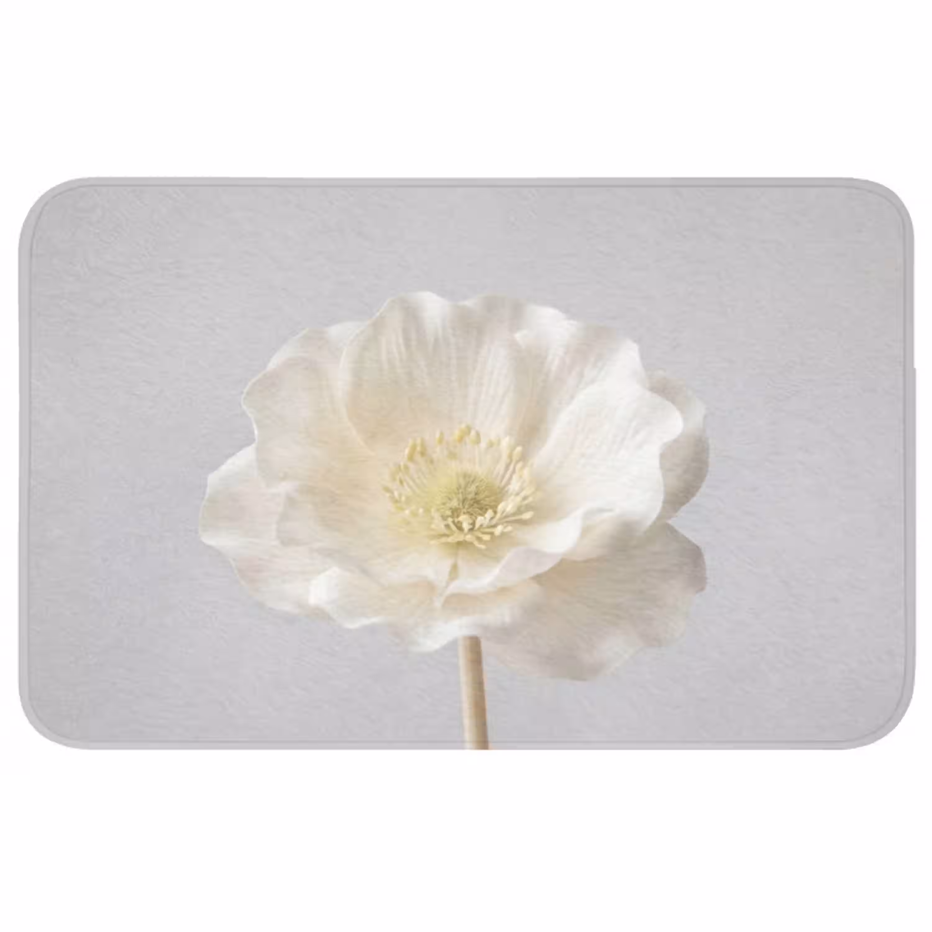 Bloem - Minimalistisch -Wit Badmat middel -3d