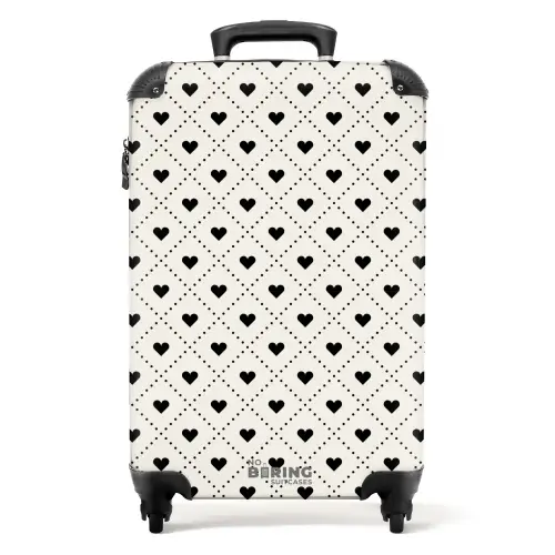 Valentijn hartjes ruitpatroon zwart wit NBS - Handbagage koffer - Kinderen Unisex middel -productfoto_recht