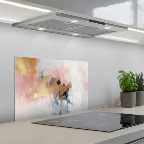 Abstract - Pastel kleuren - Goud - Modern - Aesthetic keuken achterwand spatscherm klein -3d_schuin