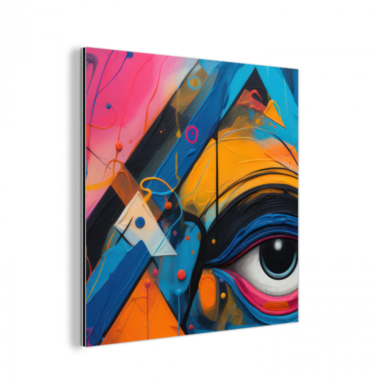 Graffiti - Kleuren - Oog - Kunst aluminium wit klein -3d