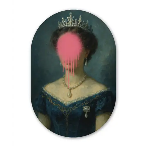 Kroon - Roze druipend verf - Portret Wandcirkel Ovaal Forex klein -3d