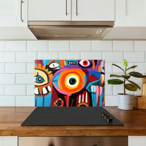 Abstract - Gezicht - Kleurrijk keuken achterwand spatscherm klein -sfeer2