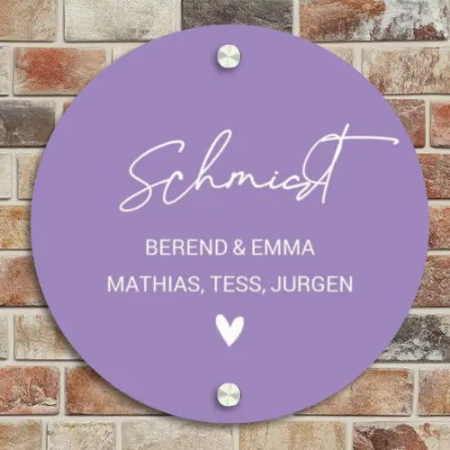 Paars - Sierlijk Naambord Rond klein -sfeer2