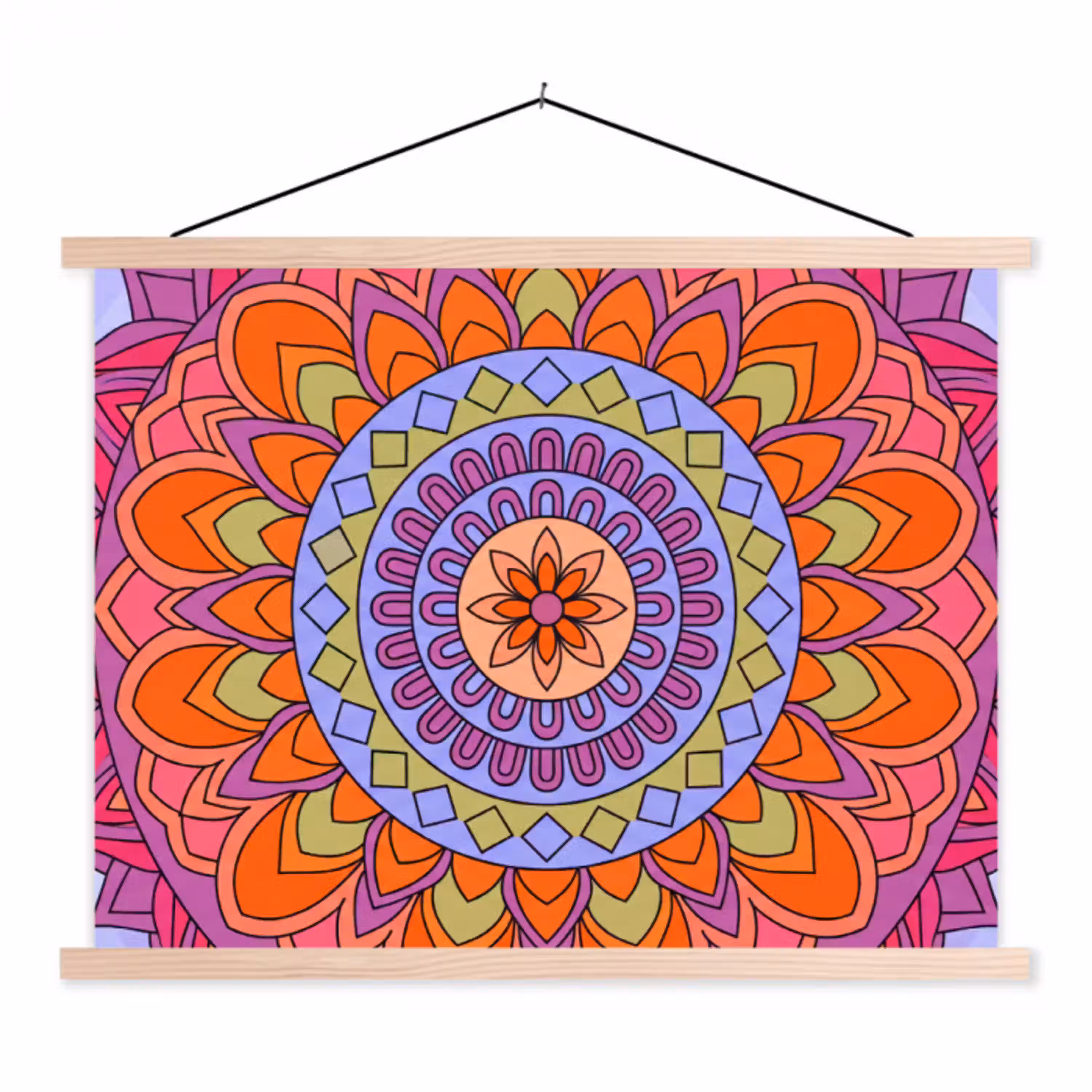 Mandala - Cirkel - Abstract - Kleurrijk - Patroon textielposter latten blank klein -3d