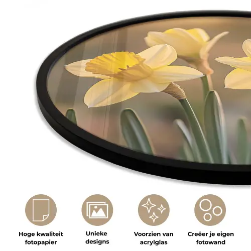 Bloemen - Geel - Wazig Fotolijst rond zonder passe partout klein -closeup_NL