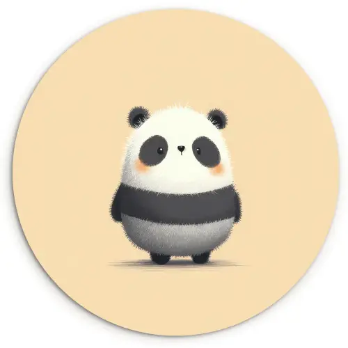 Panda - Beige - Minimalistisch Wandcirkel plexiglas klein -3d
