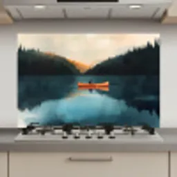 Bossen - Meer - Kano - Oranje keuken achterwand spatscherm klein -3d_website