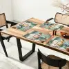 Retro - Blauw - Vrouw Placemat vinyl groot -zzsfeer4_Kitchenyeah-website