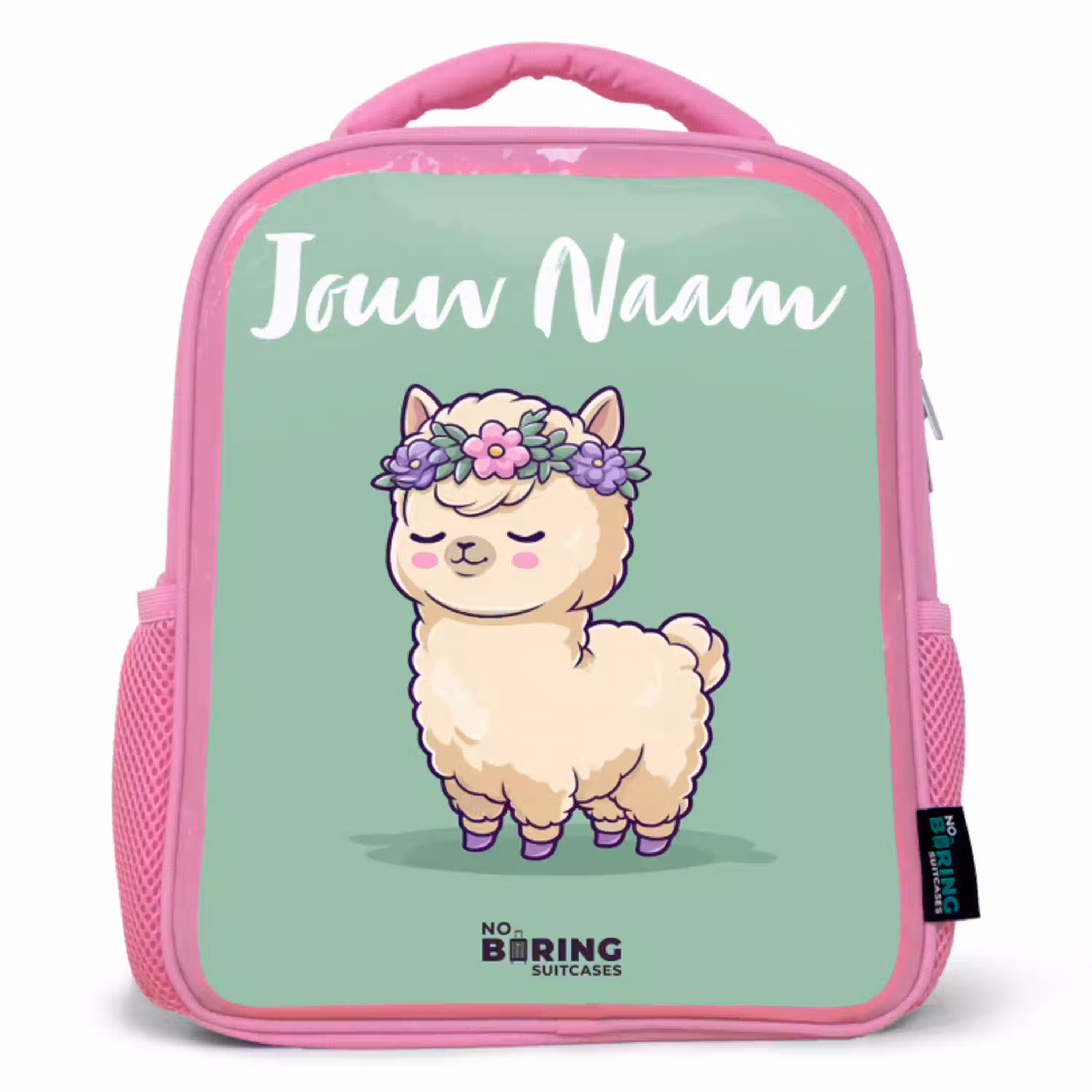 Kawai - Alpaca - Groen Kinderrugzak - Roze middel -3d