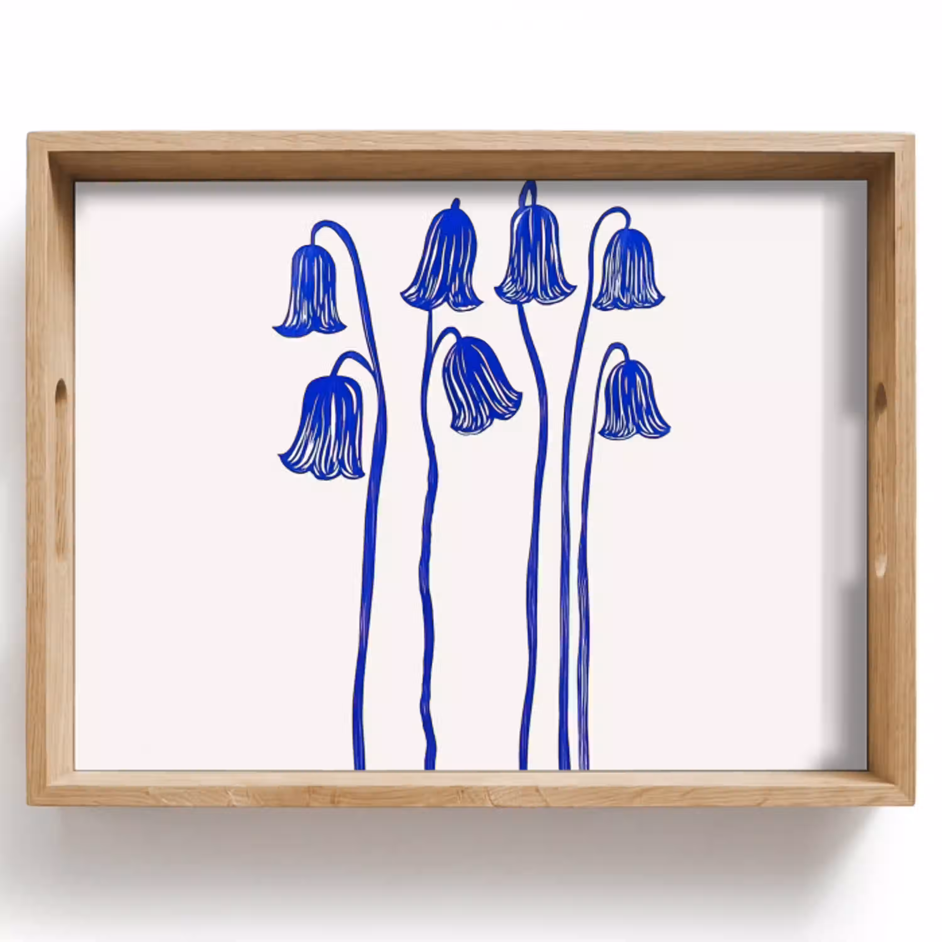 Bloemen - Blauw - Lijnen - Bloemblaadjes Dienblad Rechthoek middel -z3d_shopping