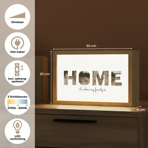 Home - Lettercollage Light Box met kabel (Tafellamp) klein -USP_NL