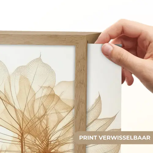 Droogbloemen - Beige - Planten - Wit Light Box met batterij (Wandlamp) middel -USP_websiteprintNL
