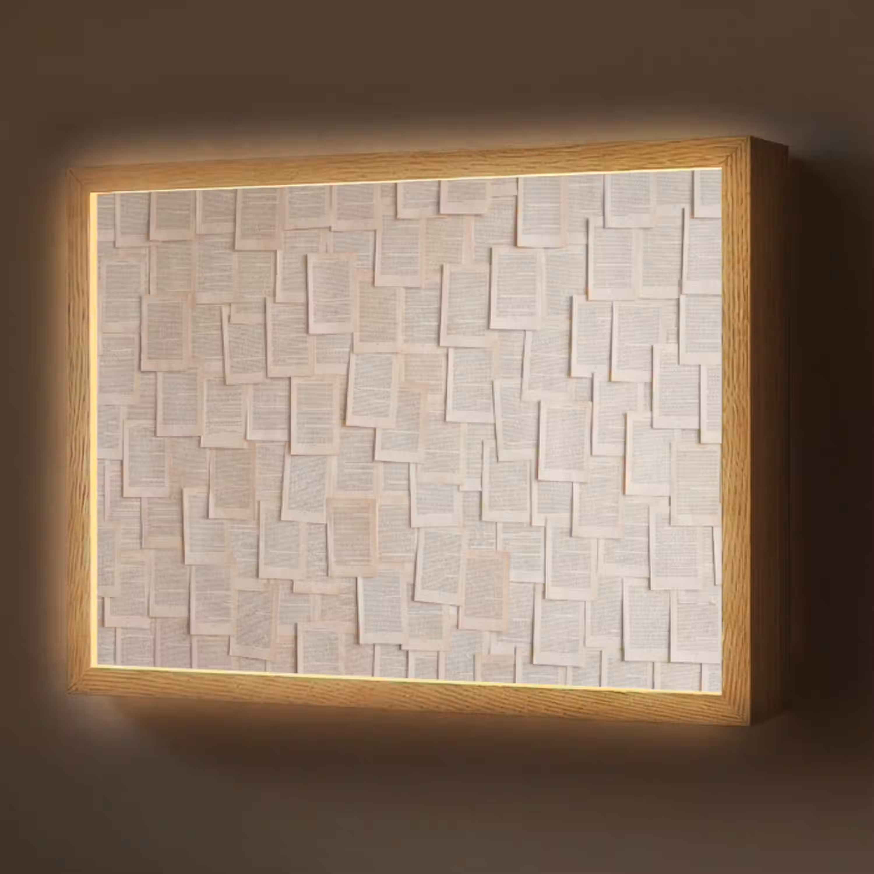 Boekpagina - Collage - Literatuur - Vintage - Beige Light Box met batterij (Wandlamp) middel -z3d_website