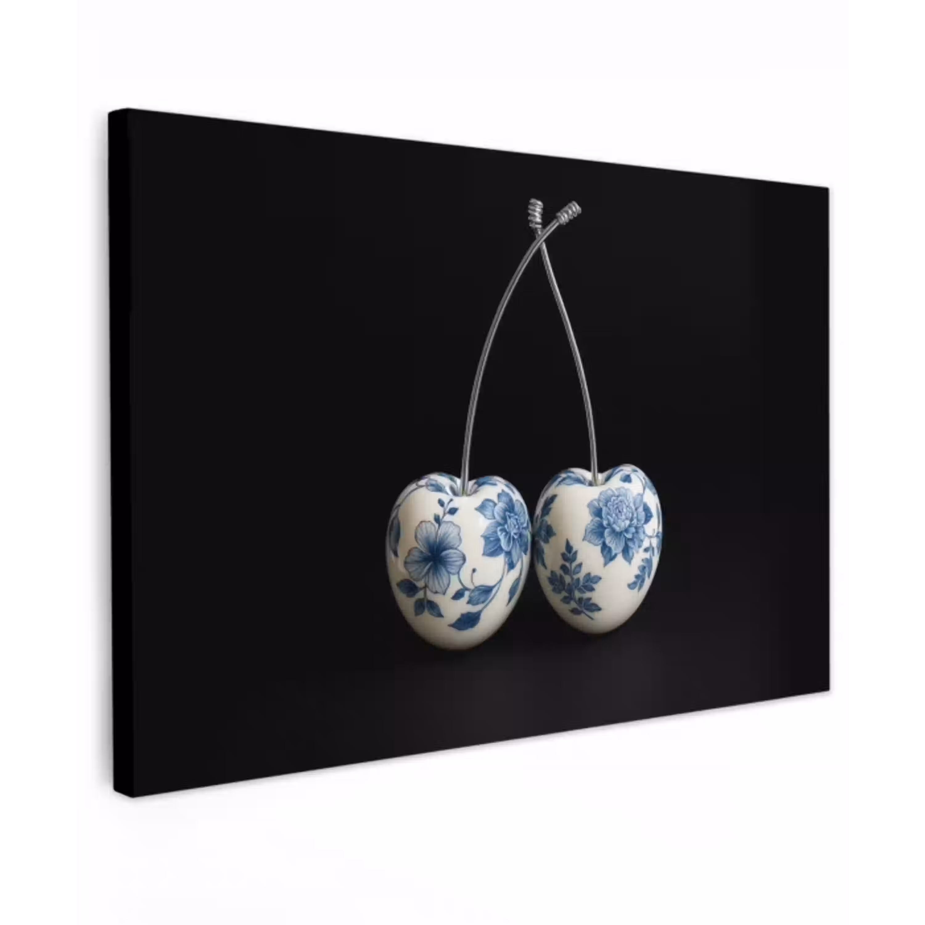 Kersen - Delfts blauw - Fruit canvas 2cm klein -z3d