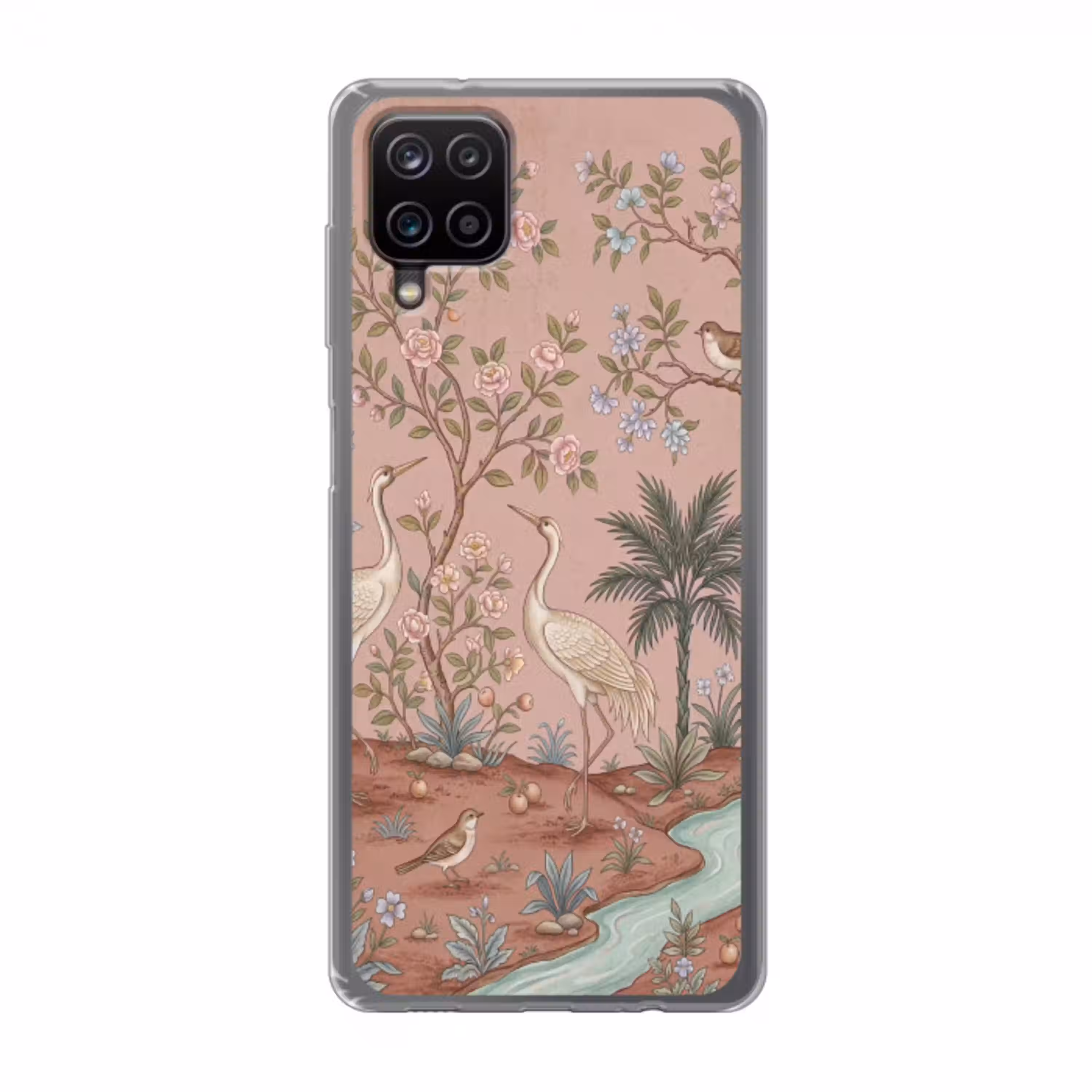Nostalgisch - Reigers - Roze Telefoonhoesje Samsung Galaxy A12 klein -3d