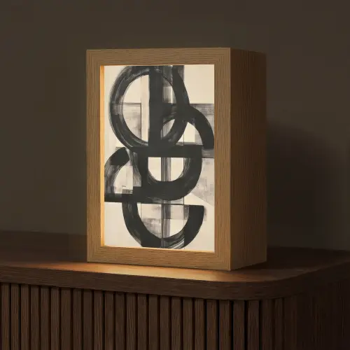 Cirkels - Lijnen - Vormen - Zwart Light Box met kabel (Tafellamp) klein -z3d_website
