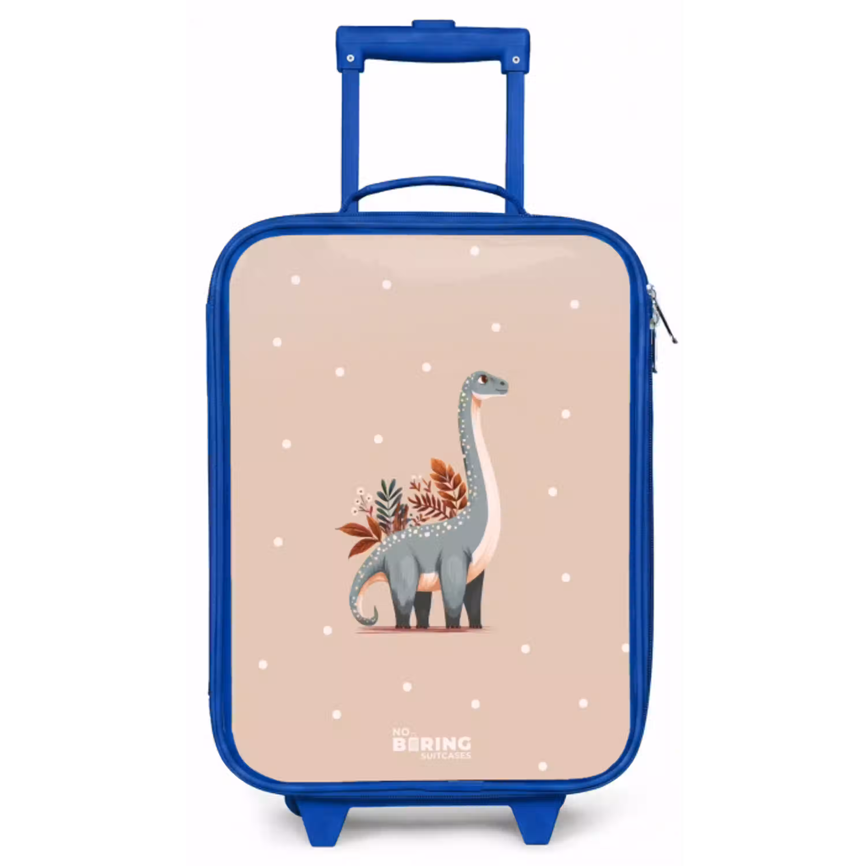 Blauwe dinosaurus op een beige stippenachtergrond Kinderkoffer - Blauw klein -zz3dotto