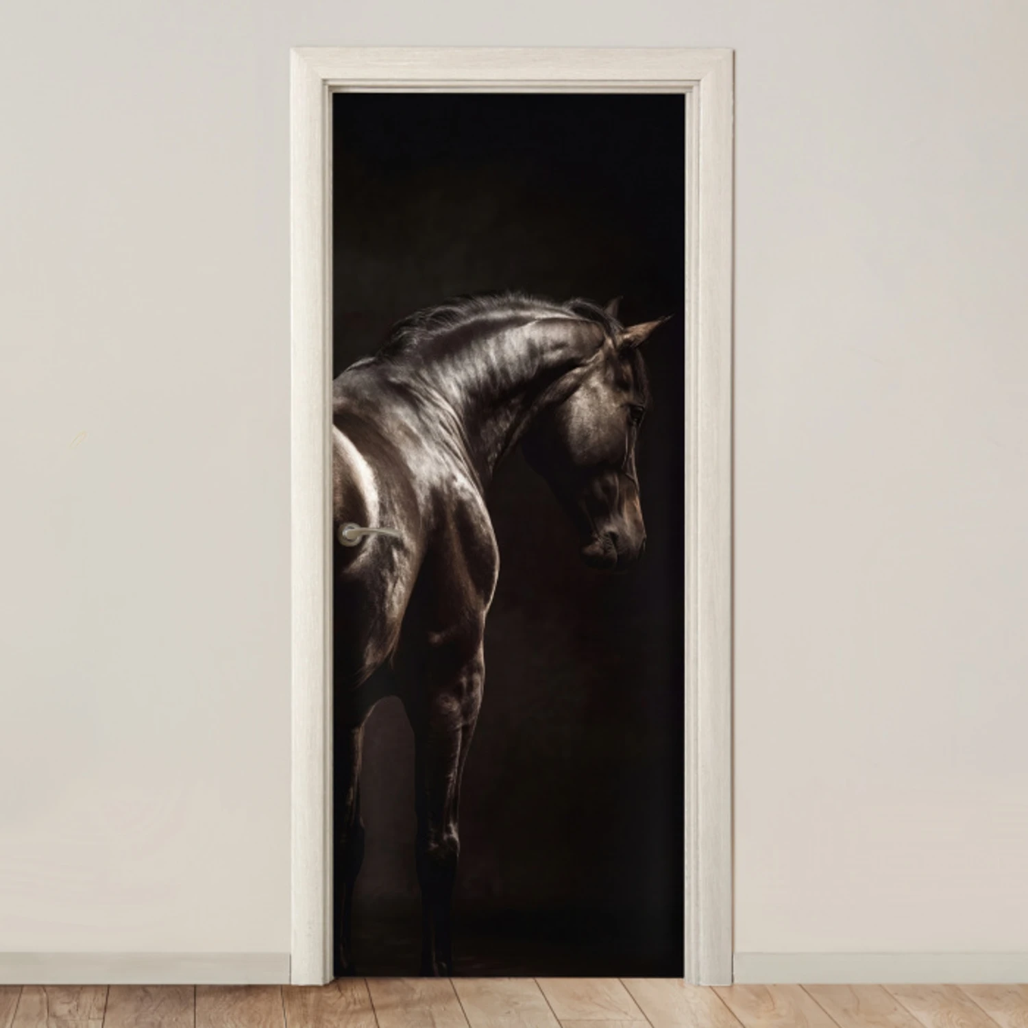 Krachtig - Paard - Donker deurposter klein -3d_beige