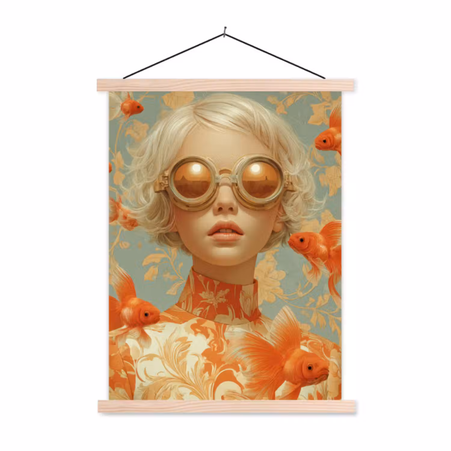 Schoolplaat - Goudvissen - Oranje - Vrouw - Blond