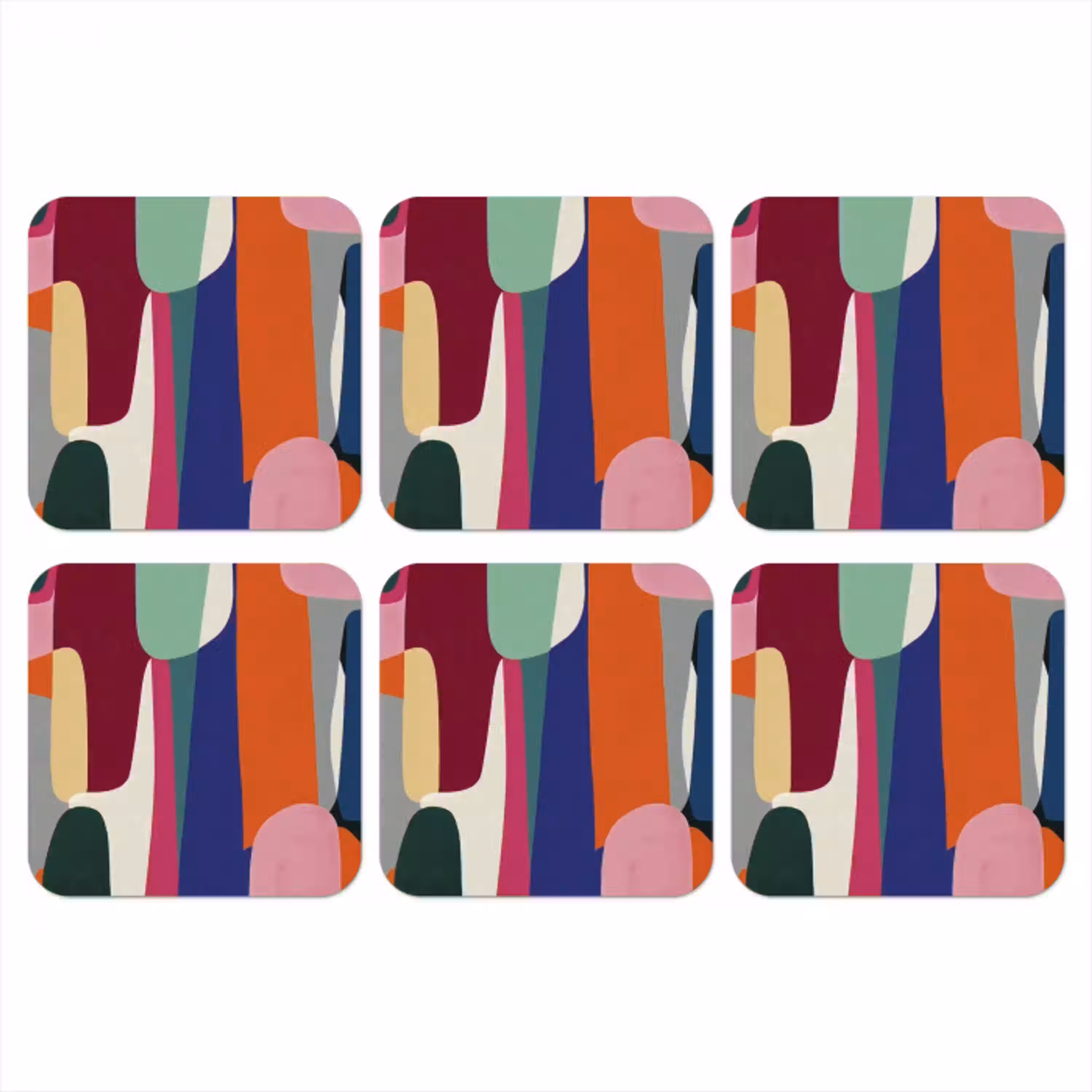 Vormen - Ritmisch - Kleuren - Abstract onderzetter kurk middel -3d