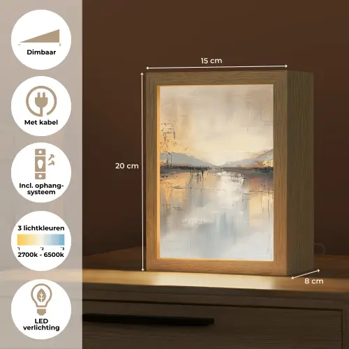 Abstract - Modern - Beige - Aesthetic - Goud Light Box met kabel (Tafellamp) klein -USP_NL