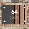 Hout en antraciet - Modern Naambord Rechthoek middel -sfeer3