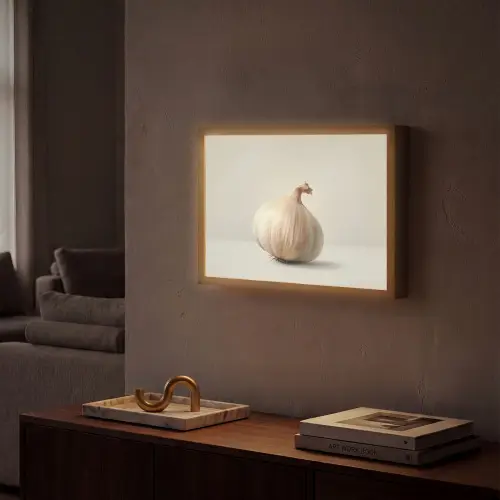 Knoflook - Natuurlijk - Beige Light Box met batterij (Wandlamp) middel -sfeer1