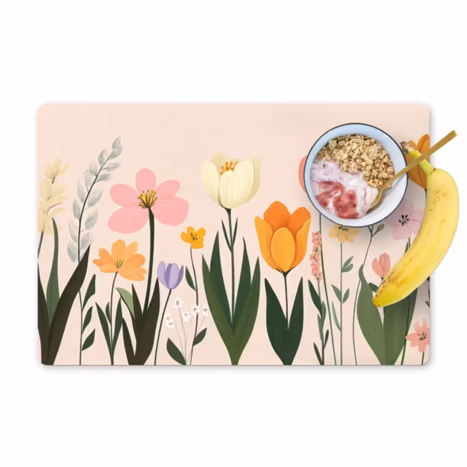 Tischset - 6 Stück - Pastelltöne - Blumen - Illustration
