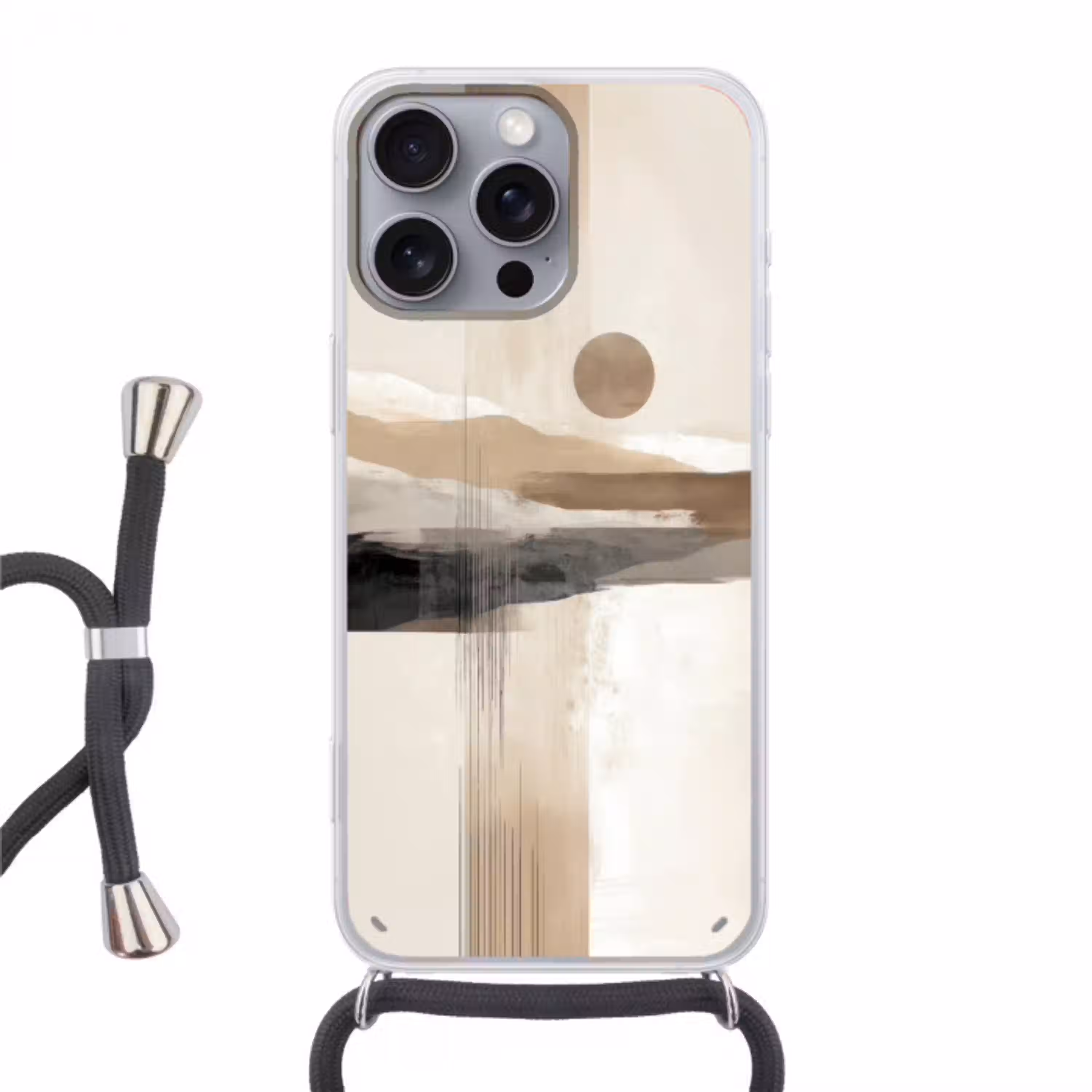 Minimalistisch - Landschap - Dimensie Hoesje iPhone 16 Pro Max met koord klein -3d
