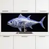 Porselein - Tonijn - Delfts - Blauw keuken achterwand 2 middel -3d