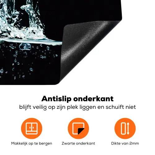 Water - Fruit - Sinaasappel - Aardbei - Kers - Zwart Inductie beschermer vinyl 3mm klein -zzzzzzz-td-onderkant